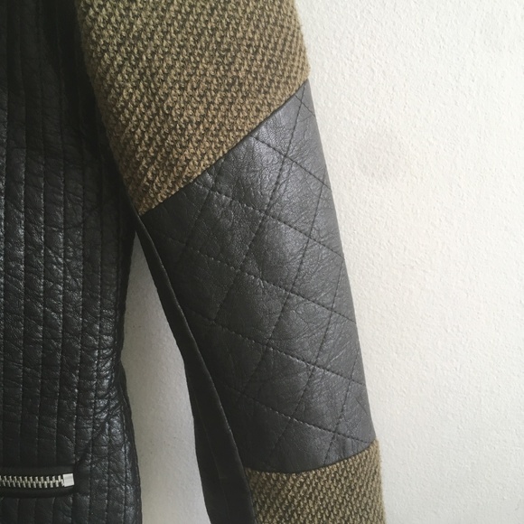 H&M Olive Green Moto Jacket with Faux Leather Trim sz 12 - Picture 4 of 7